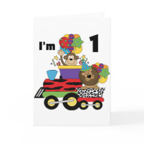 Jungle Train 1st Birthday T-shirts and Gifts Greeting Cards