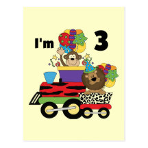 Jungle Train 3rd Birthday Tshirts and Gifts Postcard