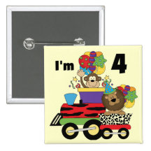 Jungle Train 4th Birthday  Tshirts and Gifts Button