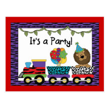 Jungle Train Party Invitations Post Card