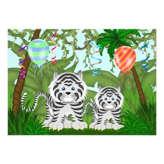 Jungle White Tiger Baby Shower Invitation
