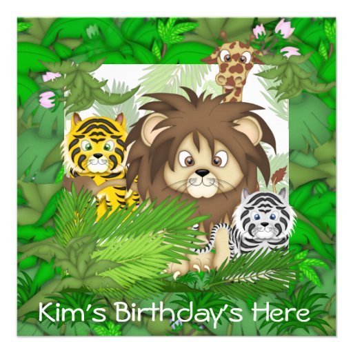 Jungle ZOO Chld's Birthday Pa invitations NEUTRAL