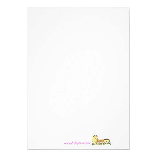 JUNGLE ZOO PARTY 5x7 Brown/Pink Baby Shower Custom Announcements