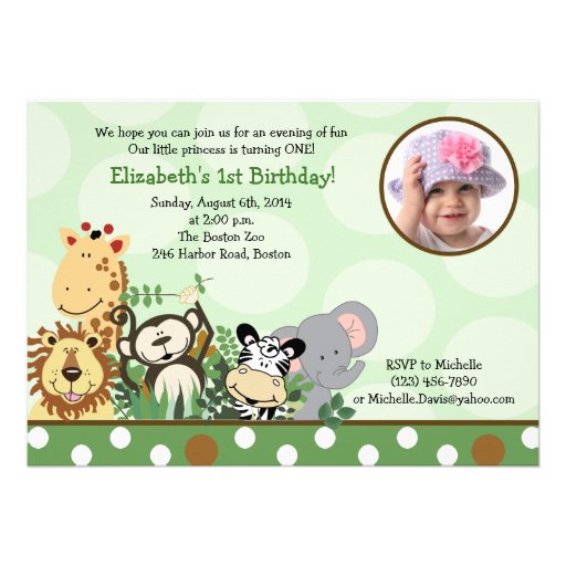 Jungle Zoo Party Birthday Invitation with Photo