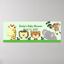 JUNGLE ZOO PARTY Customizable Birthday Banner Poster