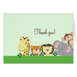 Jungle Zoo Party (Green) Folded Thank you notes Cards