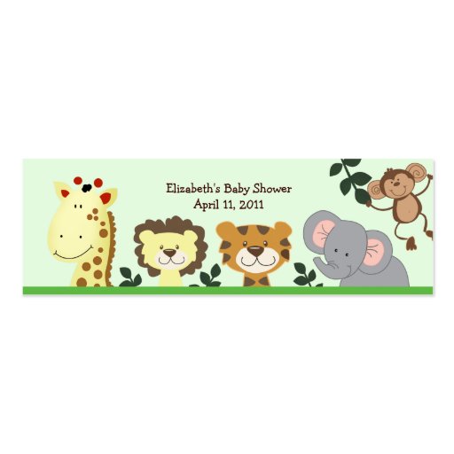 Jungle Zoo Party Shower / Birthday Favor Tag Business Cards (front side)