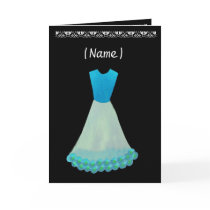 Junior Bridesmaid Blue & White Gown Flowered Trim Greeting Cards
