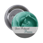 JUNIOR BRIDESMAID Button with MINT GREEN Rose