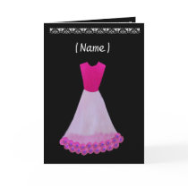 Junior Bridesmaid Pink & White Gown Flowered Trim Greeting Cards
