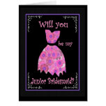 JUNIOR BRIDESMAID Wedding Invitation Pink Gown cards