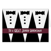 Junior Groomsman Thank You - Three Tuxedos Greeting Cards