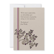 Juniper Berries - Bereavement Thank You Notecard invitation
