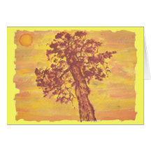 juniper tree sunset greeting card