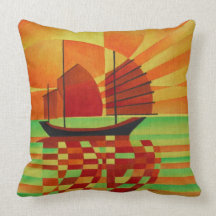Junk On Sea of Green Throw Pillow