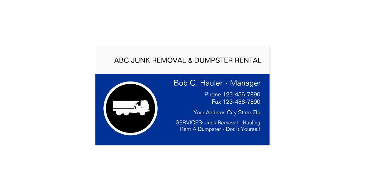 Junk Removal Business Cards Zazzle