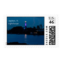 JUPITER LIGHTHOUSE SHINES BLUE postage stamp