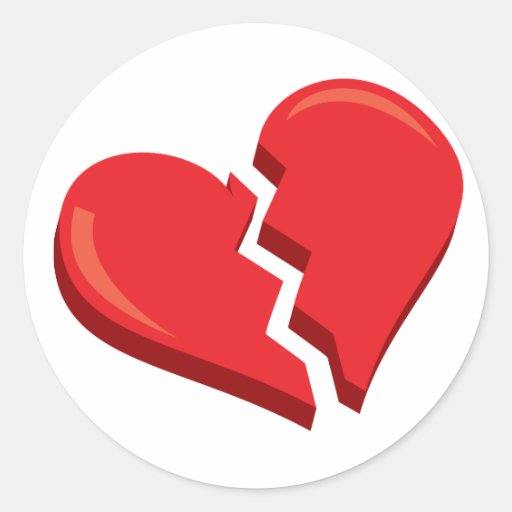 just a broken heart classic round sticker Zazzle