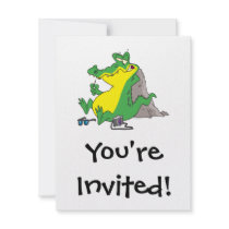 just ate a human funny gator cartoon personalized invite