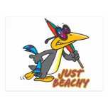 just beachy beach penguin silly cartoon post cards