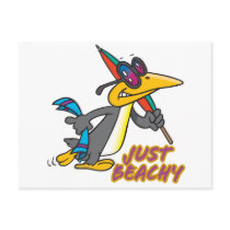 just beachy beach penguin silly cartoon post cards