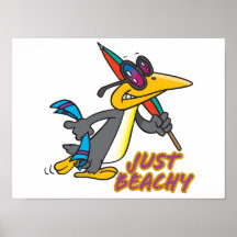 just beachy beach penguin silly cartoon posters