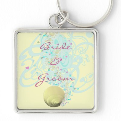 Just Beachy Wedding Keychain With Shell and Swirls Key Chain by samack