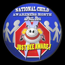 JUST BEE AWARE National Child Awareness Month stickers
