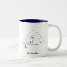 "Just breathe" blowing wind mug