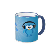 Just Chillin' Blue Retro Owls With Headphones Coffee Mugs