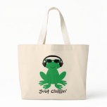 Just Chillin' Frog With Headphones &amp; Shades Canvas Bags