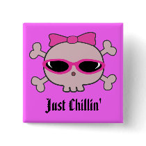 Just Chillin' Pink Cartoon Skull With Sunglasses
