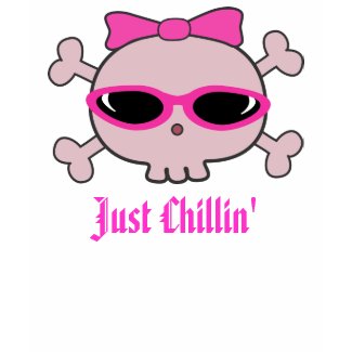 Just Chillin' Pink Cartoon Skull With Sunglasses shirt