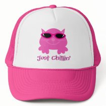 Just Chillin' Pink Cat With Sunglasses Hat
