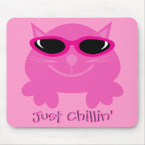 Just Chillin' Pink Cat With Sunglasses Mousepad