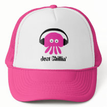 Just Chillin' Pink Jellyfish With Headphones Mesh Hats
