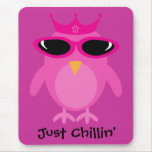 Just Chillin' Pink Princess Owl With Sunglasses Mouse Pad