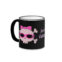 Just Chillin' Pink Skulls With Sunglasses Mugs