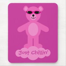 Just Chillin' Pink Teddy Bear With Sunglasses Mouse Pad