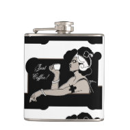 "Just Coffee!" Elegant Art Deco Black White Sepia Hip Flask