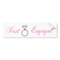 Just Engaged (Diamond Engagement Ring) bumper stickers by LushLaundry Just Engaged (Diamond Engagement Ring) bumper stickers