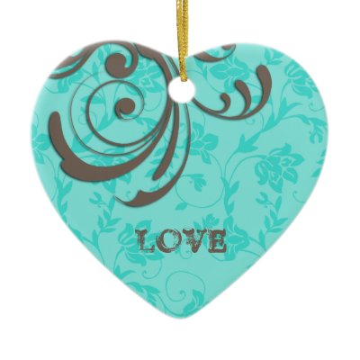 Just Engaged First Christmas Blue Heart Swirl Ornament
