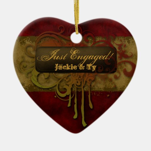 just engaged first christmas grunge red gold heart just engaged first christmas grunge red gold heart
