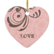 Just Engaged First Christmas Pink Heart Swirl ornament