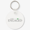 Just Engaged (Green Heart Scroll) keychains