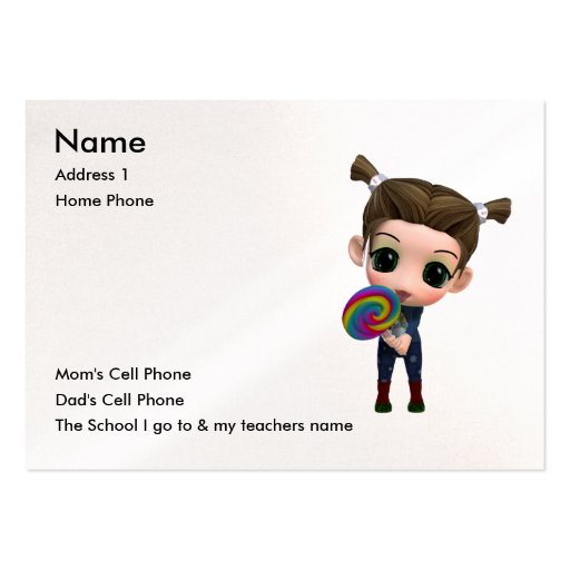 Just for Kids Business Card Template (front side)