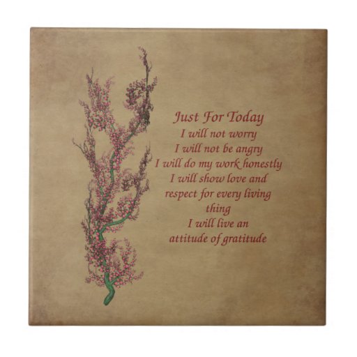 Just For Today Flowers Inspirational Prayer Tile | Zazzle