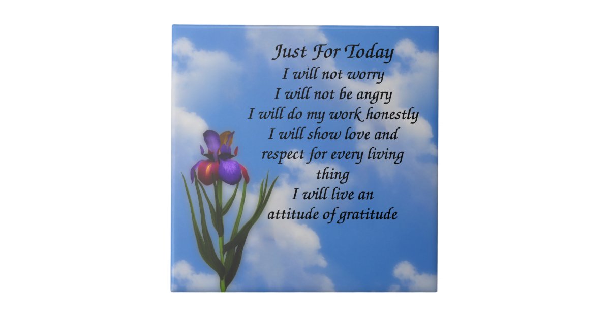 Just For Today Inspirational Prayer Ceramic Tile Zazzle