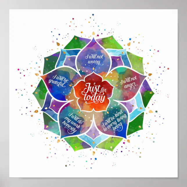 Just For Today Reiki Principles Precepts Poster Zazzle