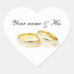 Just For You Two Rings Wedding Heart Sticker